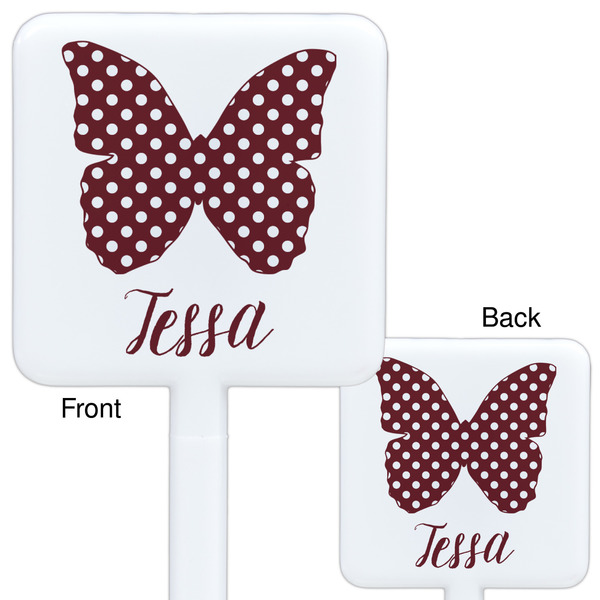 Polka Dot Butterfly White Plastic Stir Stick - Double Sided - Approval