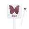 Polka Dot Butterfly White Plastic Stir Stick - Square - Closeup