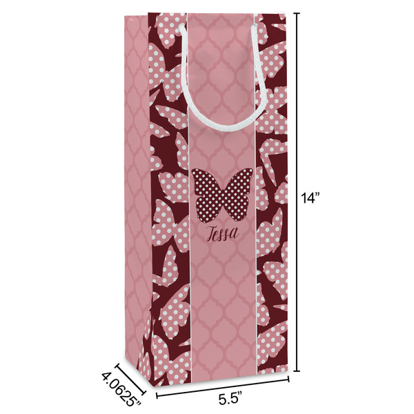 Polka Dot Butterfly Wine Gift Bag - Dimensions