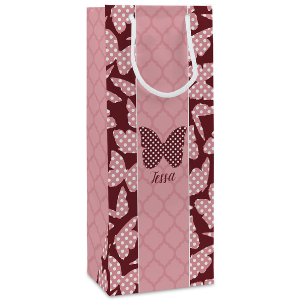 Custom Polka Dot Butterfly Wine Gift Bags (Personalized)