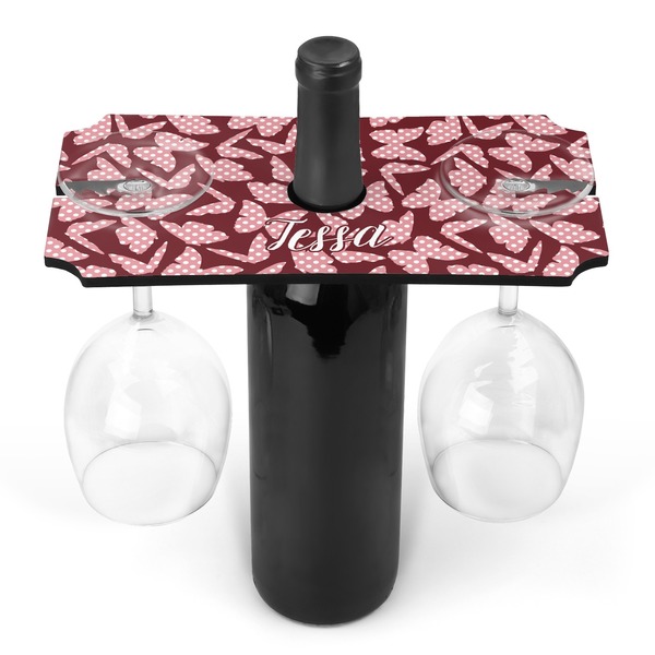 Custom Polka Dot Butterfly Wine Bottle & Glass Holder (Personalized)