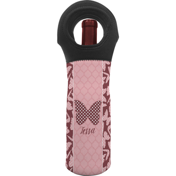 Custom Polka Dot Butterfly Wine Tote Bag (Personalized)