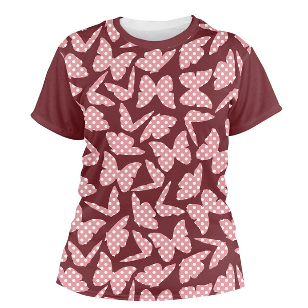 Custom Polka Dot Butterfly Women's Crew T-Shirt
