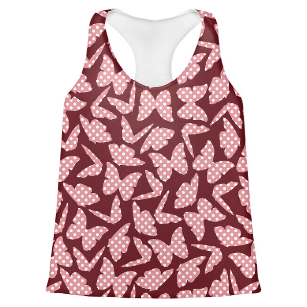 Custom Polka Dot Butterfly Womens Racerback Tank Top