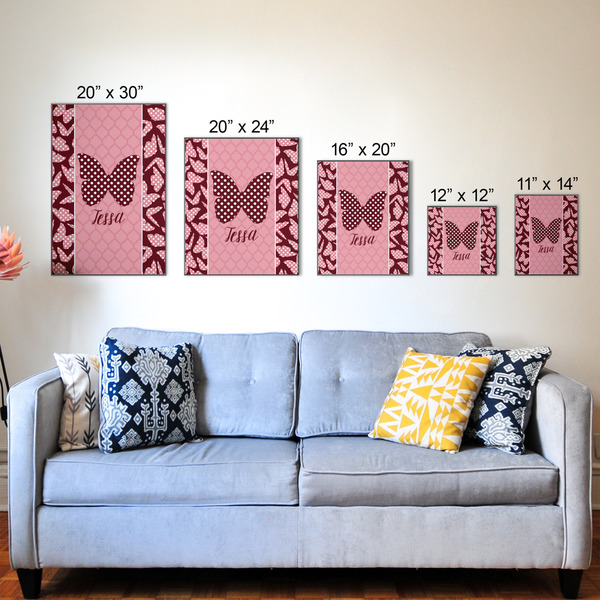Polka Dot Butterfly Wood Prints - Size Comparison