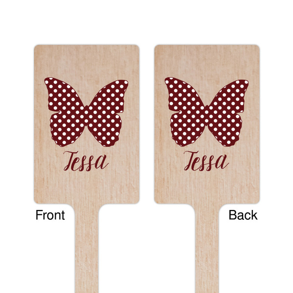 Polka Dot Butterfly Wooden 6.25" Stir Stick - Rectangular - Double Sided - Front & Back