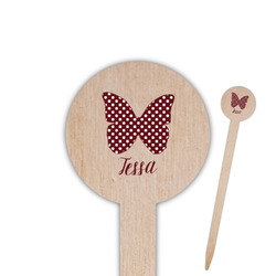 Polka Dot Butterfly 6" Round Wooden Food Picks - Double Sided (Personalized)