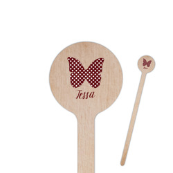 Polka Dot Butterfly 6" Round Wooden Stir Sticks - Double Sided (Personalized)