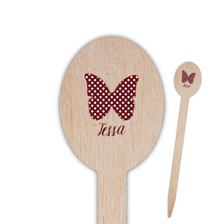 Polka Dot Butterfly Oval Wooden Food Picks - Double Sided (Personalized)