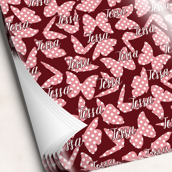 Custom Polka Dot Butterfly Wrapping Paper Sheets - Single-Sided - 20" x 28" (Personalized)