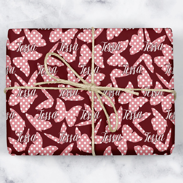Custom Polka Dot Butterfly Wrapping Paper (Personalized)