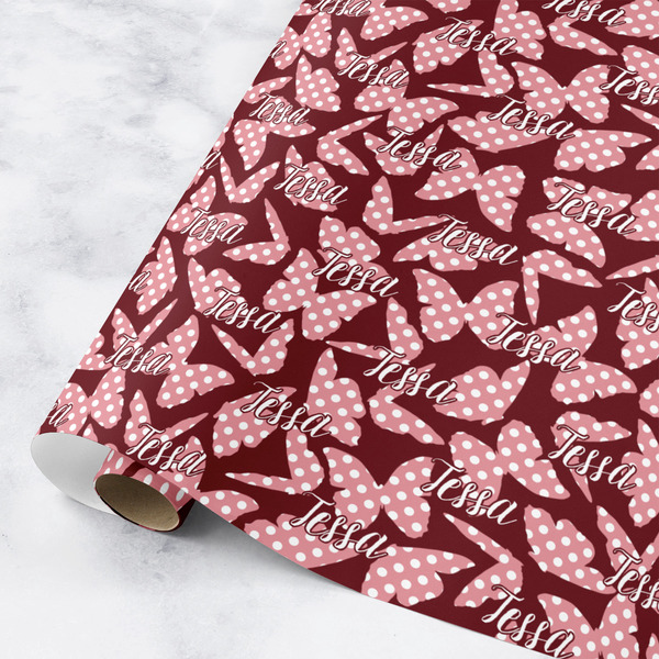 Custom Polka Dot Butterfly Wrapping Paper Roll - Medium (Personalized)