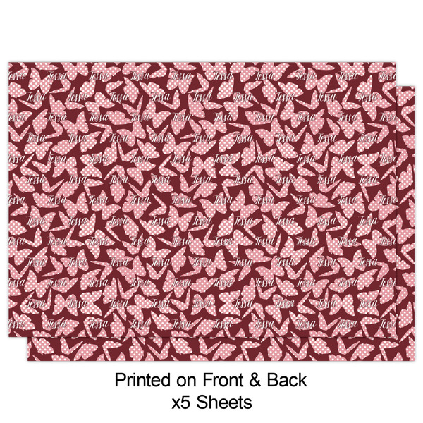 Polka Dot Butterfly Wrapping Paper Sheet - Double Sided - Front