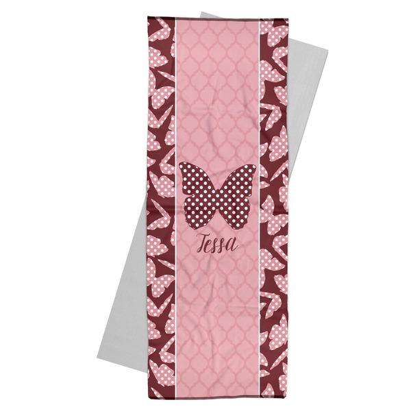 Custom Polka Dot Butterfly Yoga Mat Towel (Personalized)