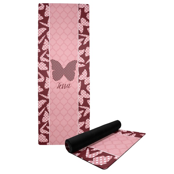 Custom Polka Dot Butterfly Yoga Mat (Personalized)