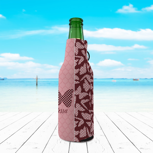 Polka Dot Butterfly Zipper Bottle Cooler - LIFESTYLE