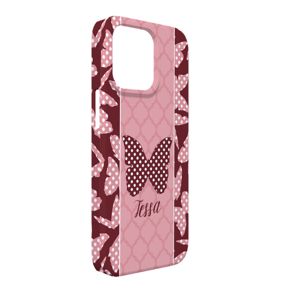 Custom Polka Dot Butterfly iPhone Case - Plastic - iPhone 13 Pro Max (Personalized)