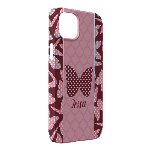 Custom Polka Dot Butterfly iPhone Case - Plastic - iPhone 14 Plus (Personalized)