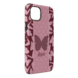 Polka Dot Butterfly iPhone Case - Rubber Lined - iPhone 14 Plus (Personalized)