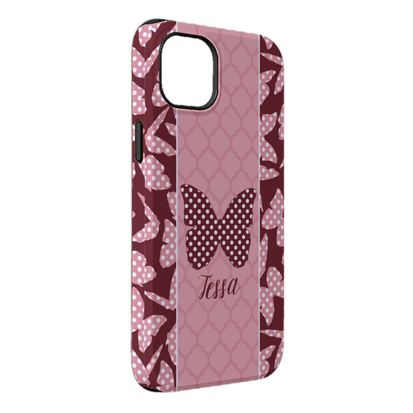 Custom Polka Dot Butterfly iPhone Case - Rubber Lined - iPhone 14 Plus (Personalized)