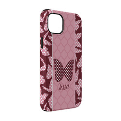 Polka Dot Butterfly iPhone Case - Rubber Lined - iPhone 14 Pro (Personalized)