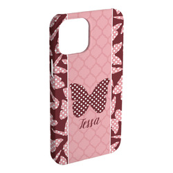 Polka Dot Butterfly iPhone Case - Plastic - iPhone 15 Plus (Personalized)