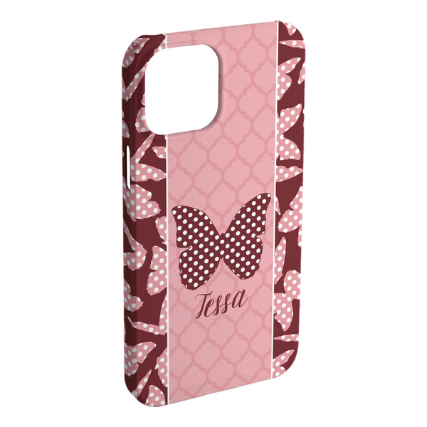 Custom Polka Dot Butterfly iPhone Case - Plastic - iPhone 15 Plus (Personalized)