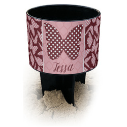 Polka Dot Butterfly Black Beach Spiker Drink Holder (Personalized)