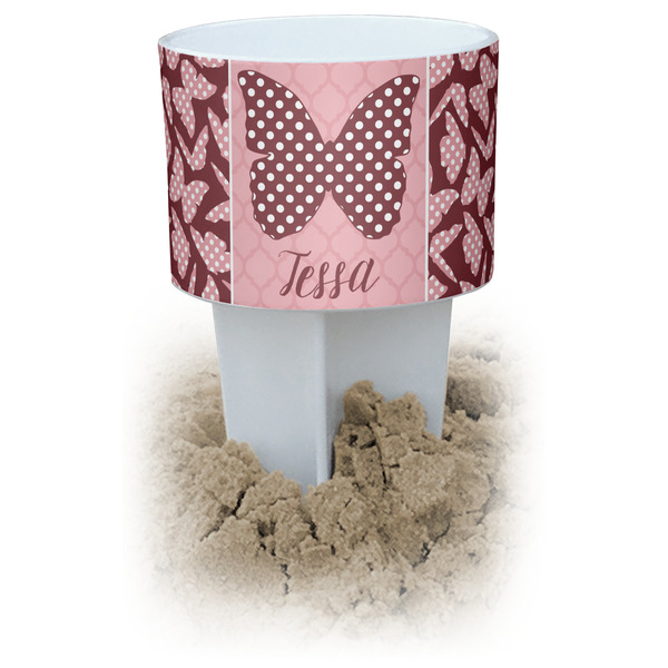 Custom Polka Dot Butterfly Beach Spiker Drink Holder (Personalized)