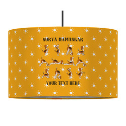 Yoga Dogs Sun Salutations 12" Drum Pendant Lamp - Fabric (Personalized)
