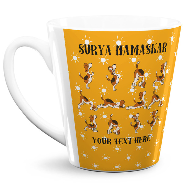 Custom Yoga Dogs Sun Salutations 12 Oz Latte Mug (Personalized)