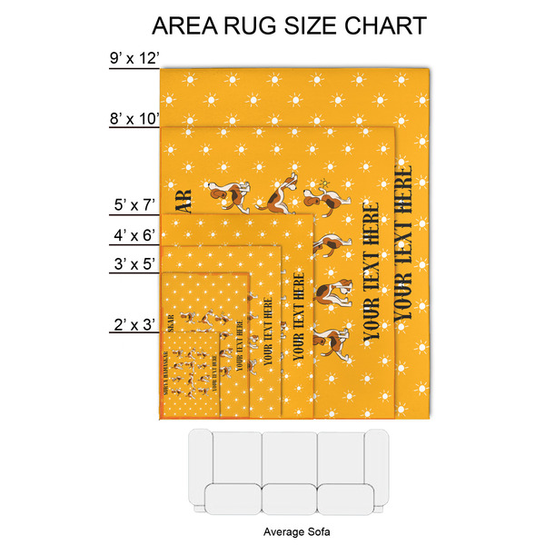 Yoga Dogs Sun Salutations 2'x3' Indoor Area Rugs - Size Chart