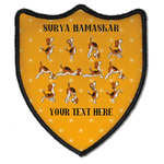 Yoga Dogs Sun Salutations Iron On Shield Patch B w/ Name or Text