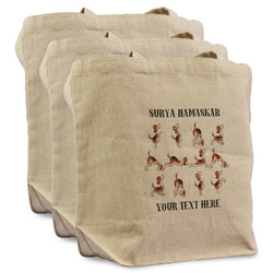 Yoga Dogs Sun Salutations Reusable Cotton Grocery Bags - Set of 3 (Personalized)