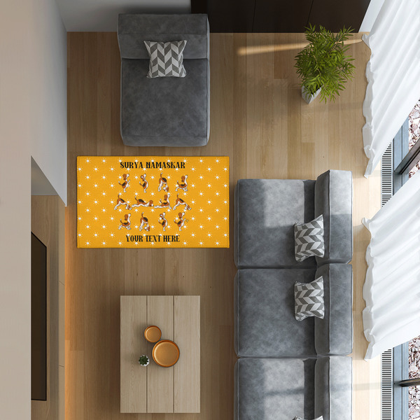 Yoga Dogs Sun Salutations 3'x5' Indoor Area Rugs - IN CONTEXT