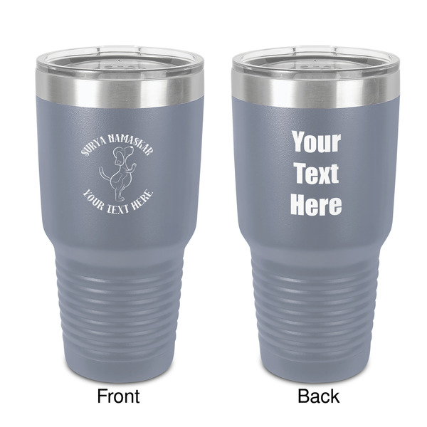 Custom Yoga Dogs Sun Salutations 30 oz Stainless Steel Tumbler - Grey - Double-Sided (Personalized)