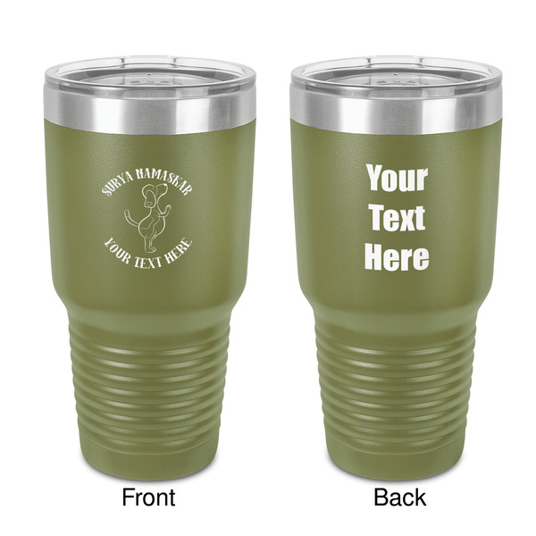 Custom Yoga Dogs Sun Salutations 30 oz Stainless Steel Tumbler - Olive - Double-Sided (Personalized)