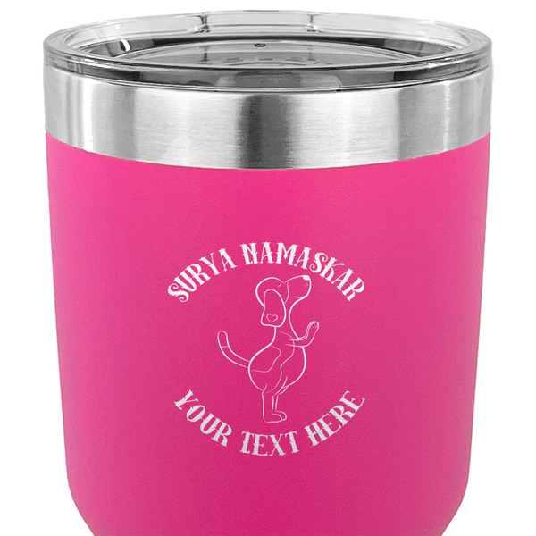 Yoga Dogs Sun Salutations 30 oz Stainless Steel Ringneck Tumbler - Pink - CLOSE UP