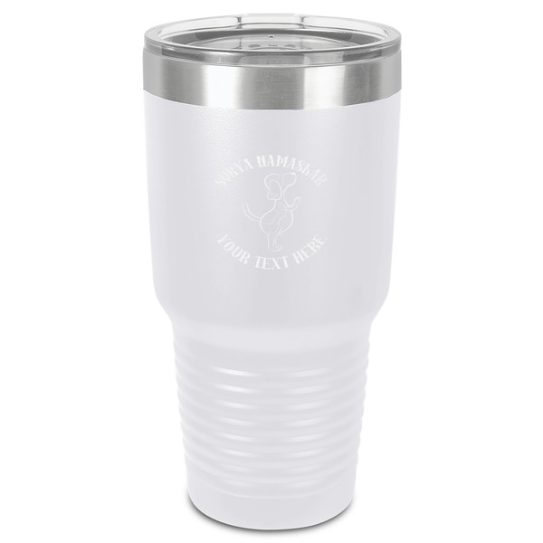 Yoga Dogs Sun Salutations 30 oz Stainless Steel Ringneck Tumbler - White - Front