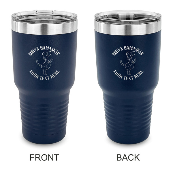 Custom Yoga Dogs Sun Salutations 30 oz Stainless Steel Tumbler - Navy - Double Sided (Personalized)