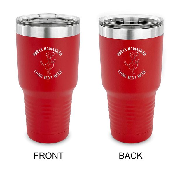 Custom Yoga Dogs Sun Salutations 30 oz Stainless Steel Tumbler - Red - Double Sided (Personalized)