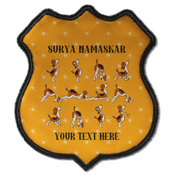 Yoga Dogs Sun Salutations Iron On Shield Patch C w/ Name or Text