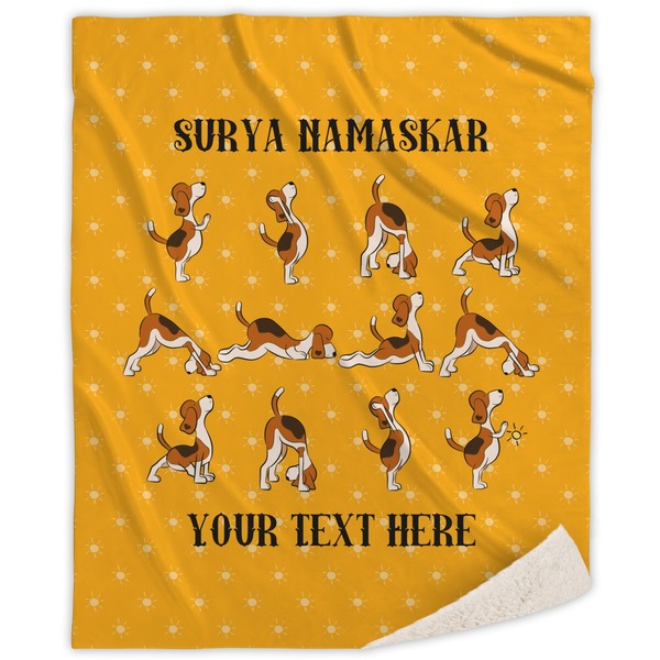 Custom Yoga Dogs Sun Salutations Sherpa Throw Blanket - 50"x60" (Personalized)