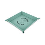 Yoga Dogs Sun Salutations 6" x 6" Teal Faux Leather Valet Tray (Personalized)
