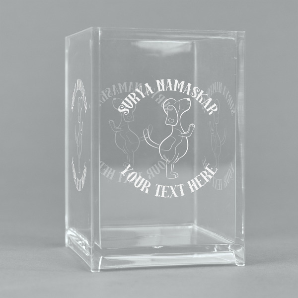 Custom Yoga Dogs Sun Salutations Acrylic Pen Holder (Personalized)