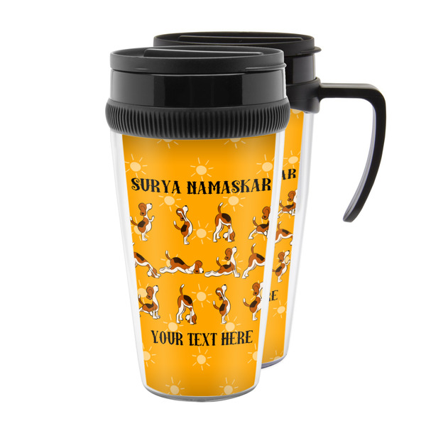 Custom Yoga Dogs Sun Salutations Acrylic Travel Mug (Personalized)