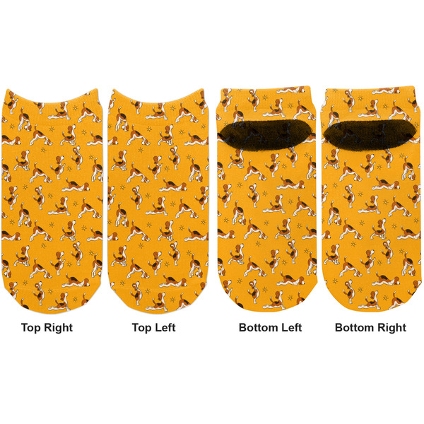 Yoga Dogs Sun Salutations Adult Ankle Socks - Double Pair - Front and Back - Apvl