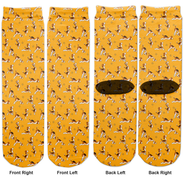 Yoga Dogs Sun Salutations Adult Crew Socks - Double Pair - Front and Back - Apvl