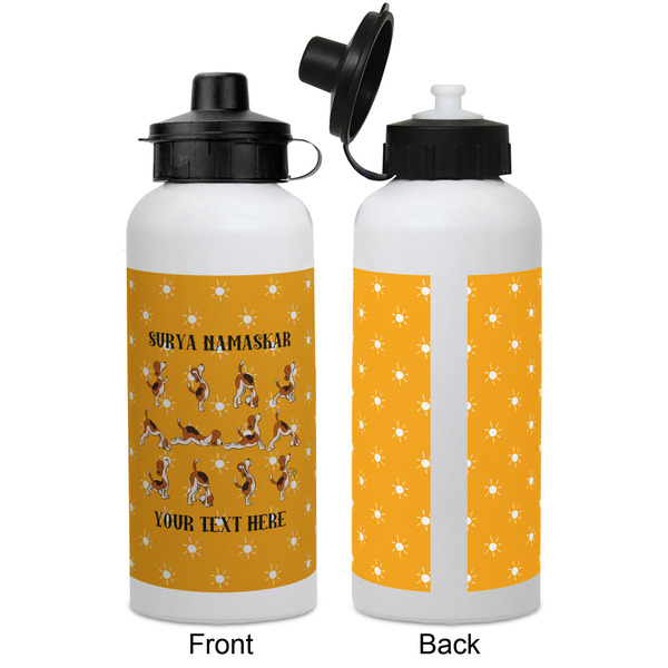 Yoga Dogs Sun Salutations Aluminum Water Bottle - White APPROVAL
