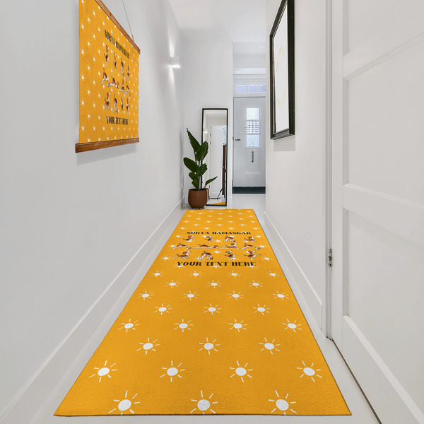 Yoga Dogs Sun Salutations Area Rug Sizes - In Context (vertical)